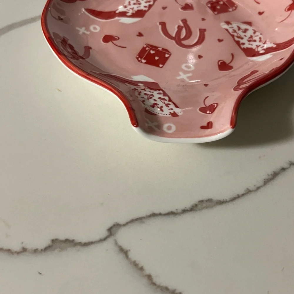 Red and Pink Ceramic Spoon Rest